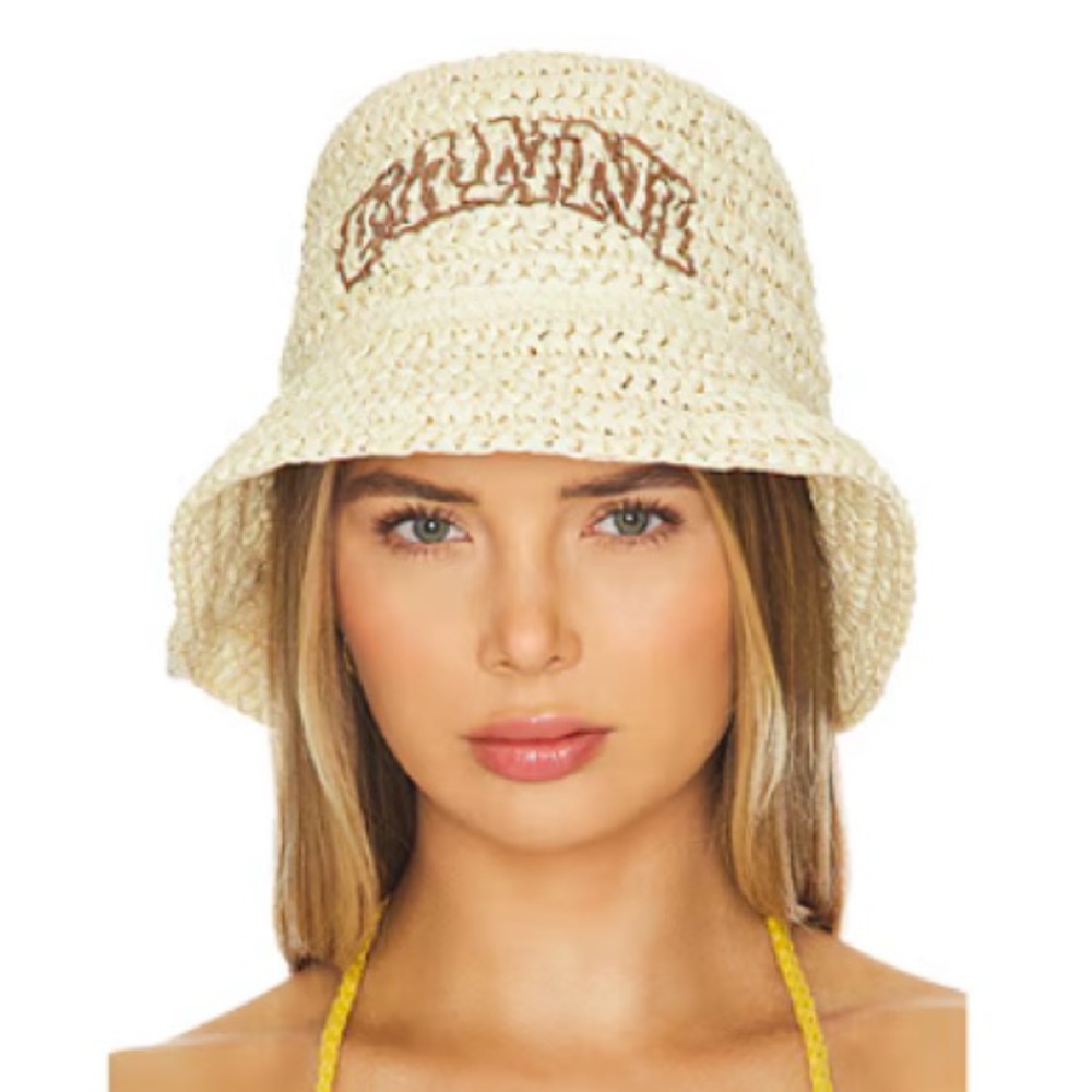 Ganni Tan Woven Hat - Picture 4 of 4
